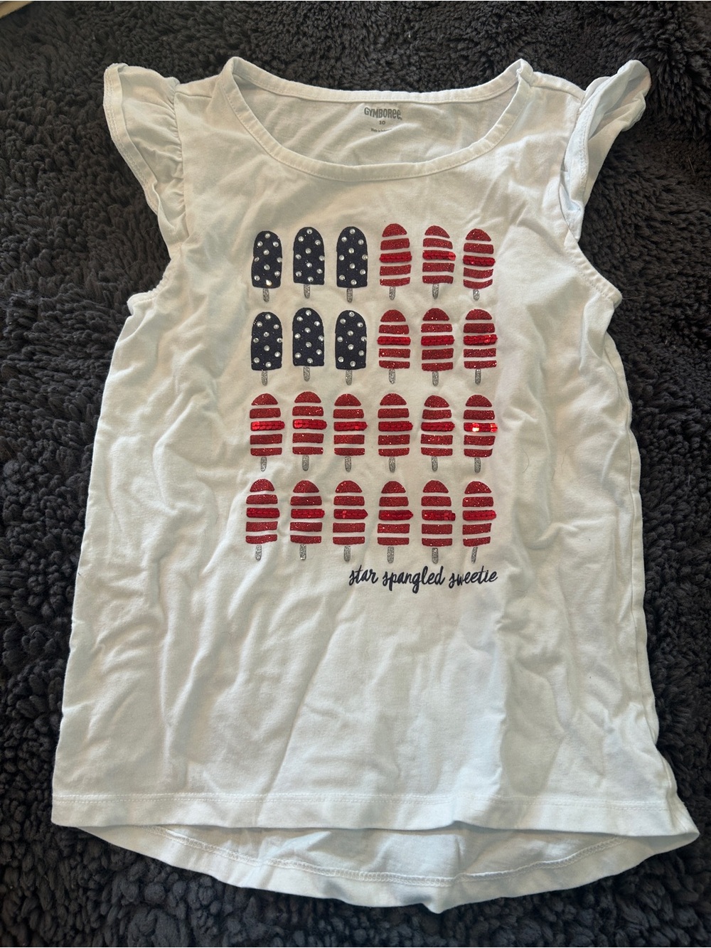 Gymboree White Tank with Red & Blue Patriotic Popsicle Graphic